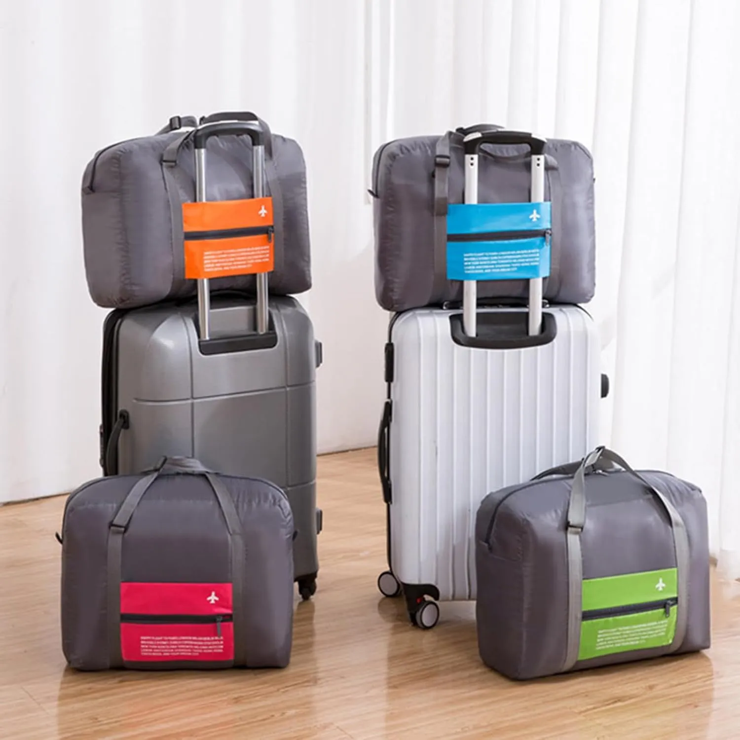 INVODA Travel Bag Foldable Duffle Bag for Women and Men Lightweight Luggage Bag Personal Item Bag for Airlines Weekender Carry on Bag Tote Overnight Bag (4 PCS)