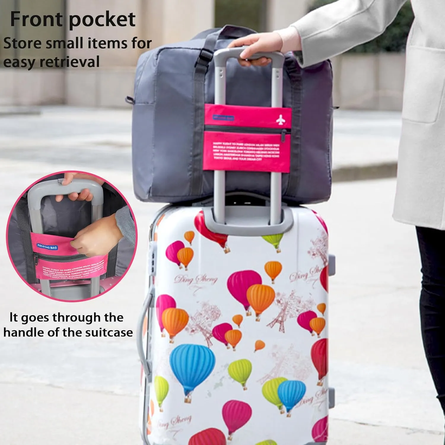INVODA Travel Bag Foldable Duffle Bag for Women and Men Lightweight Luggage Bag Personal Item Bag for Airlines Weekender Carry on Bag Tote Overnight Bag (4 PCS)