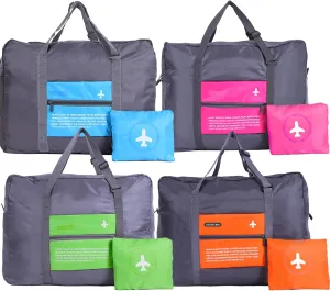 INVODA Travel Bag Foldable Duffle Bag for Women and Men Lightweight Luggage Bag Personal Item Bag for Airlines Weekender Carry on Bag Tote Overnight Bag (4 PCS)