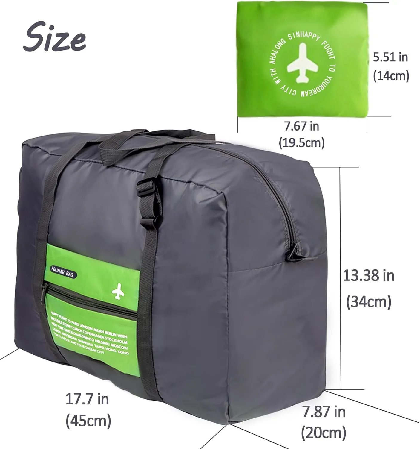 INVODA Travel Bag Foldable Duffle Bag for Women and Men Lightweight Luggage Bag Personal Item Bag for Airlines Weekender Carry on Bag Tote Overnight Bag (4 PCS)