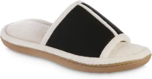 isotoner Womens Microterry Floral Print/Jersey Slide Slippers