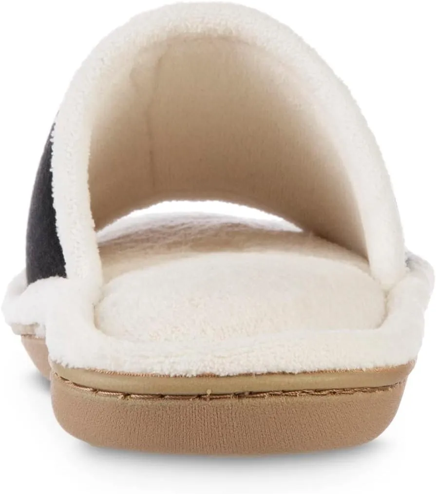 isotoner Womens Microterry Floral Print/Jersey Slide Slippers