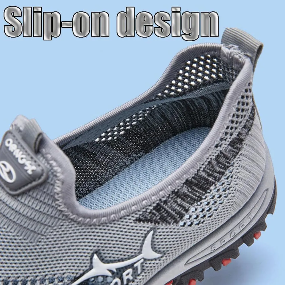 JarvCooling Comfort Sneaker for Men, Casual Comfy Mesh Breathable Soft Bottom Anti-Slip Slip On Walking Shoes