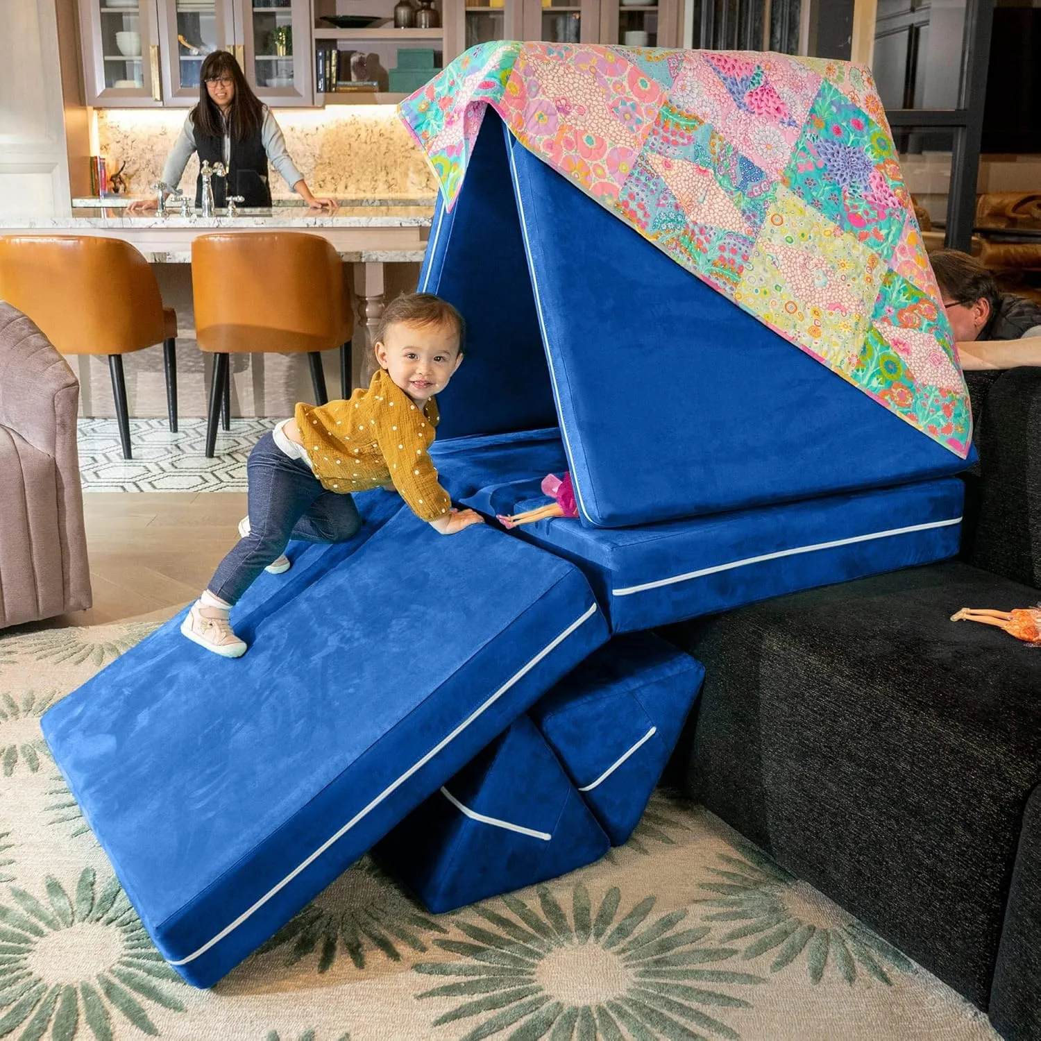 Jaxx Zipline Imaginative Furniture Playset for Creative Kids, Original Playscape Set, Navy