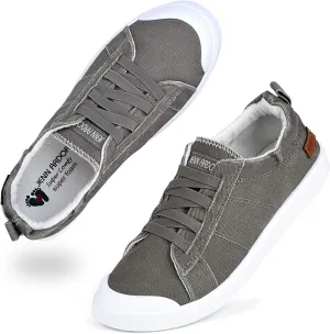 JENN ARDOR Women's Canvas Sneaker Slip-ons Loafers Shoes for Womens Fashion Casual Canvas Round Toe Soft Comfortable Walking Flats