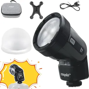JINBEI H1(s) 12W Round Head LED Roof Flash, HSS 1/8000s High Speed Sync, 2000mAh Large Capacity Battery GN28, Compatible with Sony Cameras Only, Flash/Fill Light 2-in-1