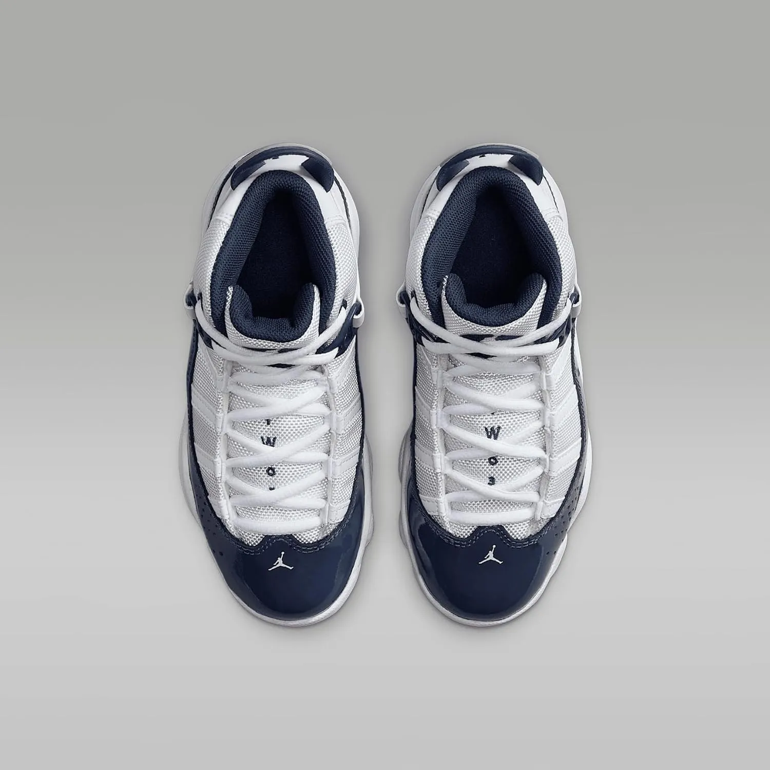 Jordan 6 Rings Little Kids' Shoes (323432-124, White/Neutral Grey/Midnight Navy)