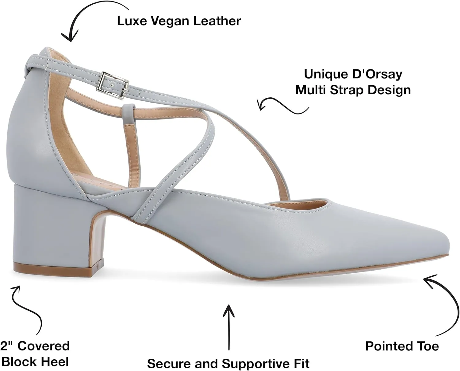 Journee Collection Womens Galvinn Block Hell Dress Pumps Slip on Cushioned Pointed Toe Fashion Shoe