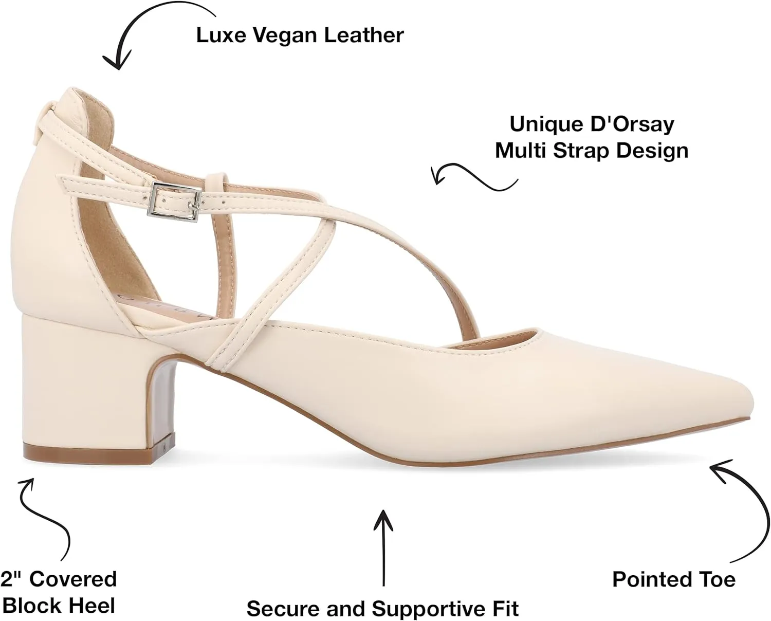 Journee Collection Womens Galvinn Block Hell Dress Pumps Slip on Cushioned Pointed Toe Fashion Shoe
