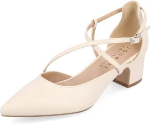 Journee Collection Womens Galvinn Block Hell Dress Pumps Slip on Cushioned Pointed Toe Fashion Shoe