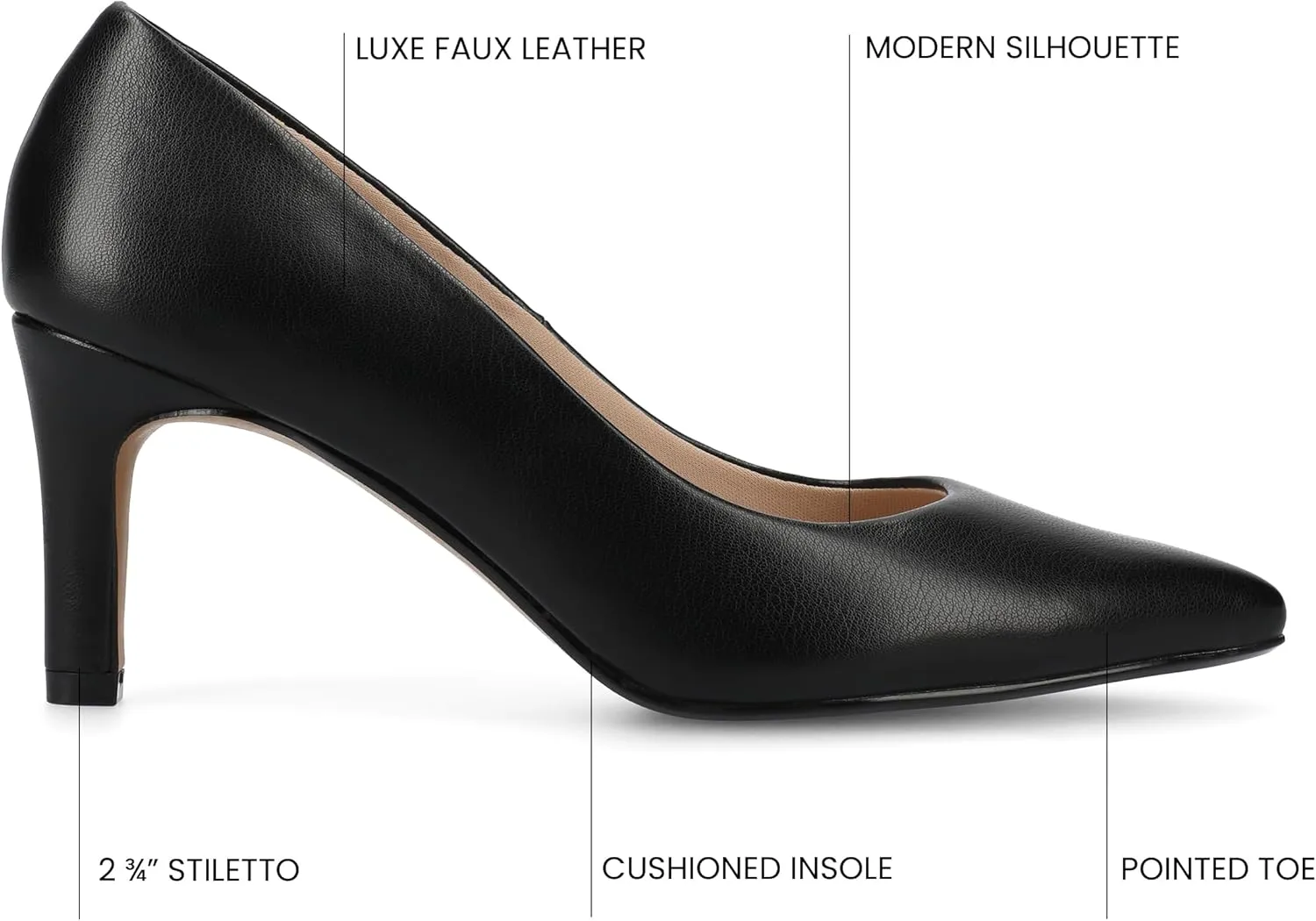 Journee Collection Womens Scylee Stiletto Heel Dress Pumps Cushioned Slip On Pointed Closed Toe Fashion Shoe