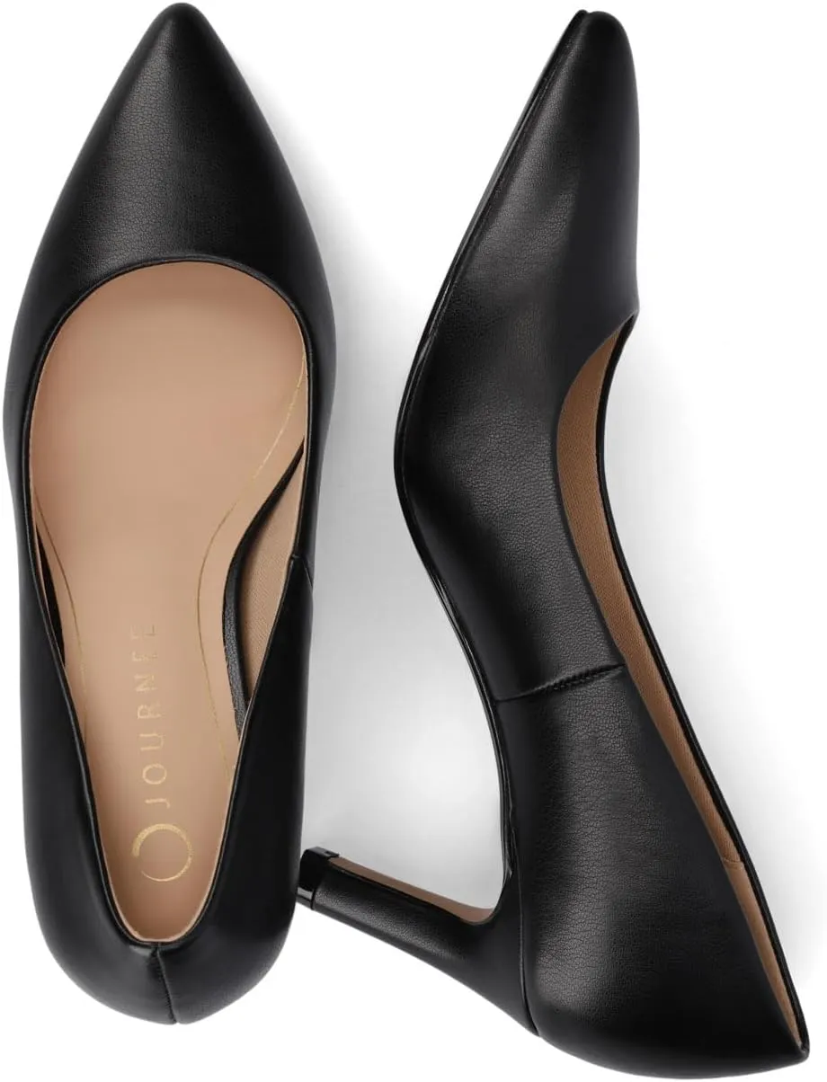 Journee Collection Womens Scylee Stiletto Heel Dress Pumps Cushioned Slip On Pointed Closed Toe Fashion Shoe