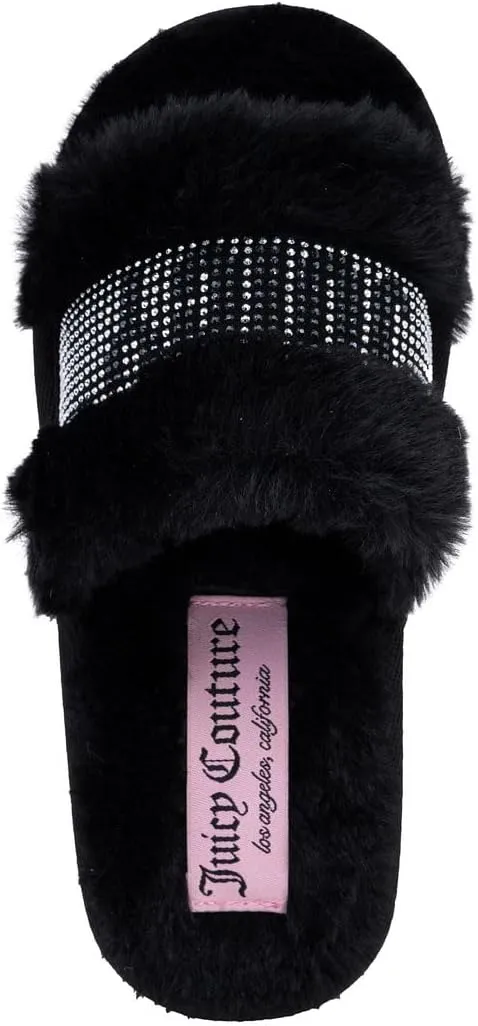 Juicy Couture Girls Furry Slide Sandals – Cozy Faux Fur Slip-On Slides, Open-Toe Comfort for Little & Big Kids