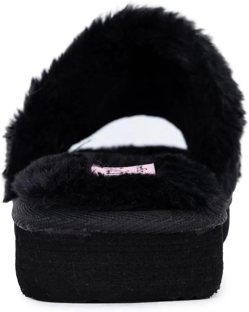 Juicy Couture Girls Furry Slide Sandals – Cozy Faux Fur Slip-On Slides, Open-Toe Comfort for Little & Big Kids