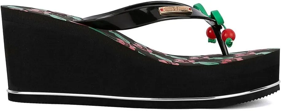 JUICY COUTURE Wedge Platform Flip Flop: High-Fashion, Soft Beach Sandal, Thong-Style Slide