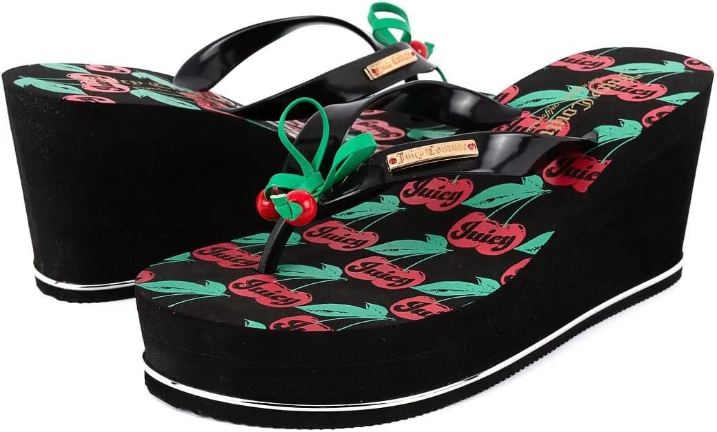 JUICY COUTURE Wedge Platform Flip Flop: High-Fashion, Soft Beach Sandal, Thong-Style Slide