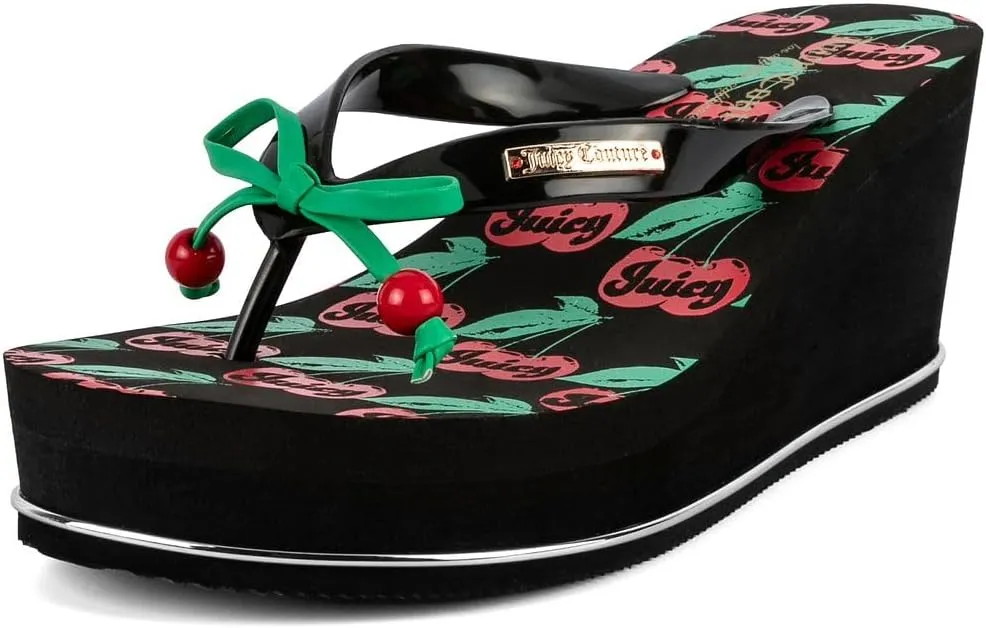 JUICY COUTURE Wedge Platform Flip Flop: High-Fashion, Soft Beach Sandal, Thong-Style Slide