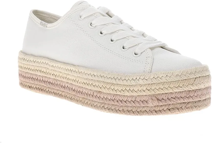 Keds Womens Triple Up Lace Up Platform Sneakers Shoes Casual - Brown, White