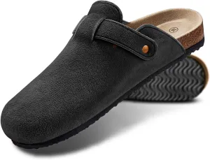 KEMISANT Men Clogs-Comfortable Suede Mules Slippers Sandals Nurse Potato Shoes Unisex-Cushioned Cork-Footbed