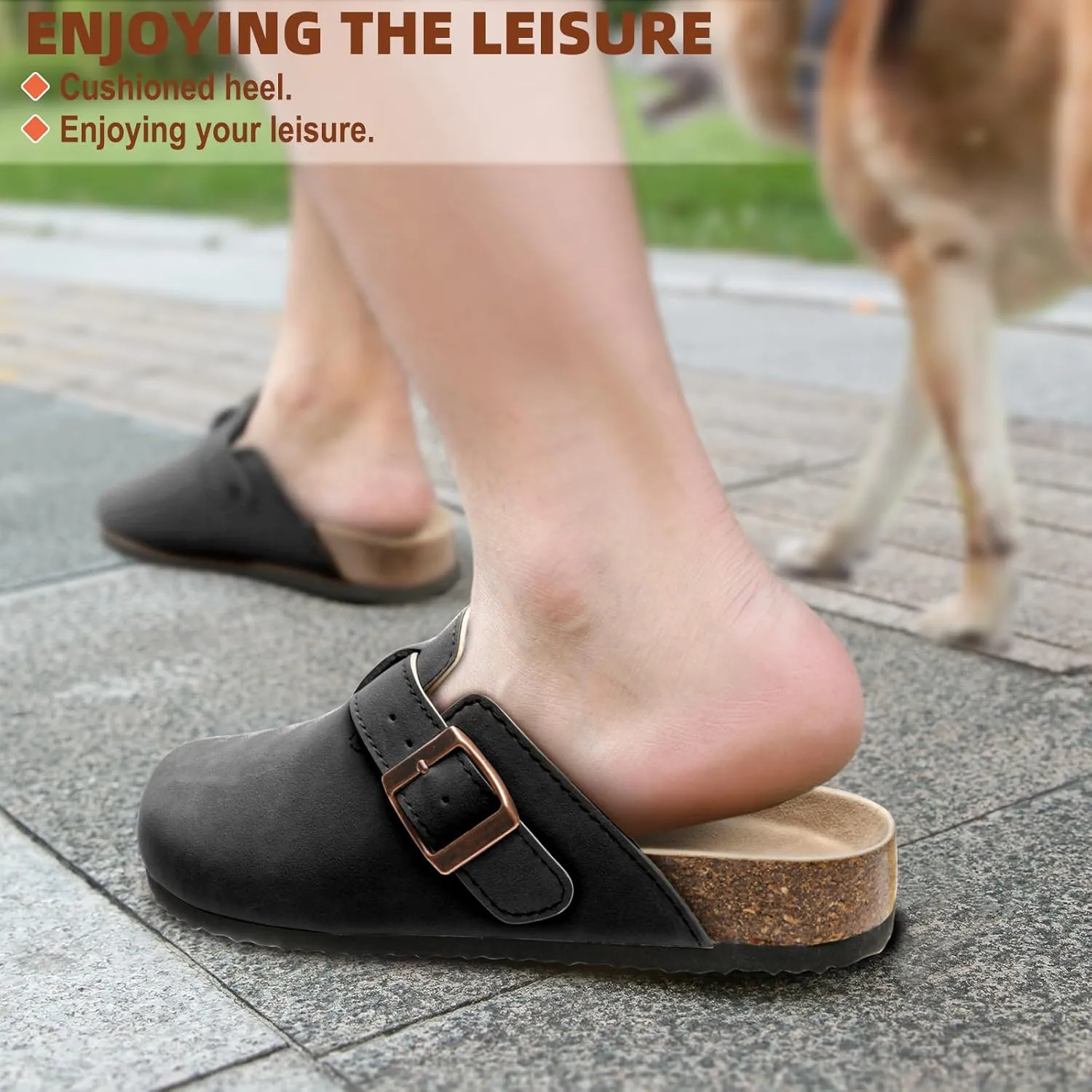 KEMISANT Men Clogs-Comfortable Suede Mules Slippers Sandals Nurse Potato Shoes Unisex-Cushioned Cork-Footbed