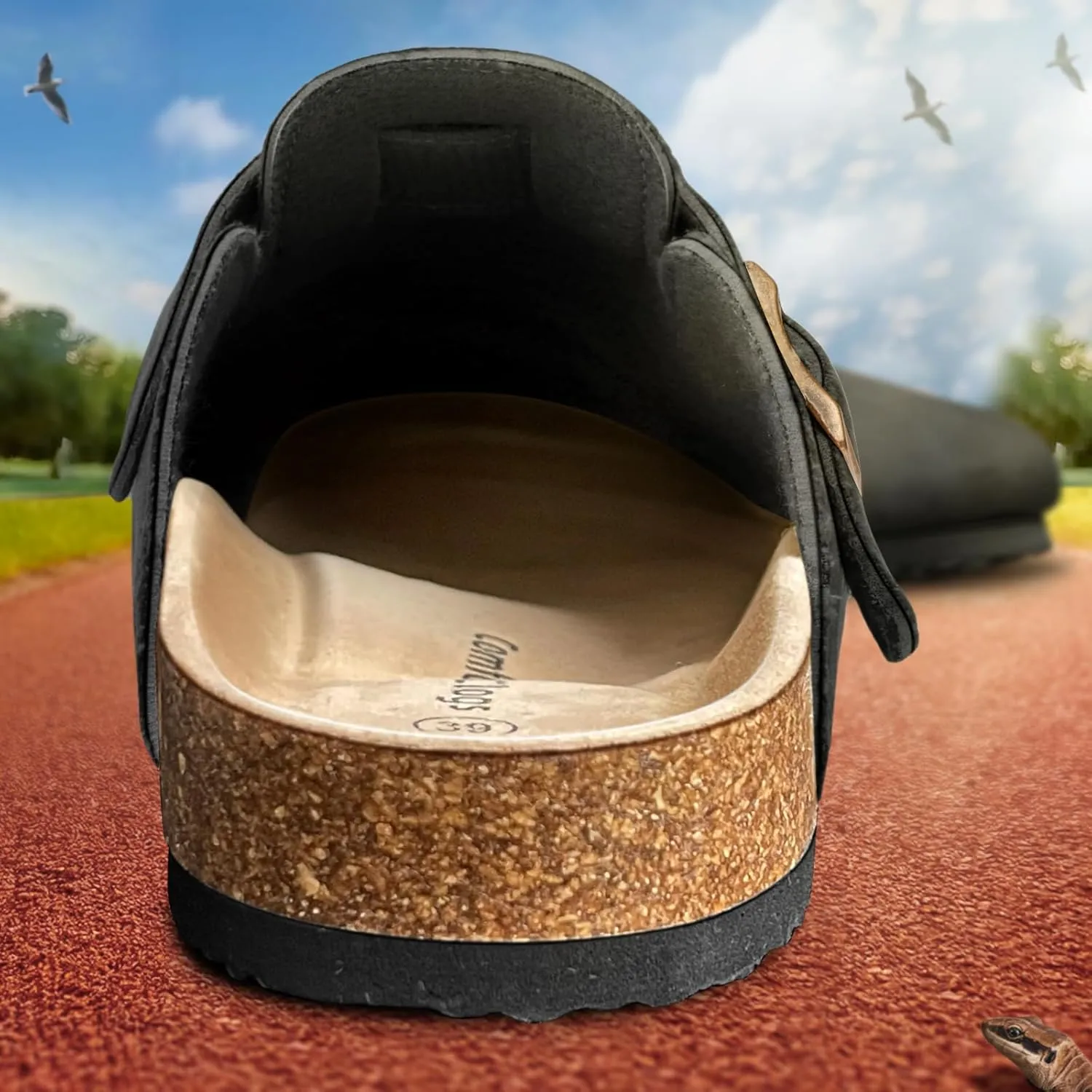 KEMISANT Men Clogs-Comfortable Suede Mules Slippers Sandals Nurse Potato Shoes Unisex-Cushioned Cork-Footbed