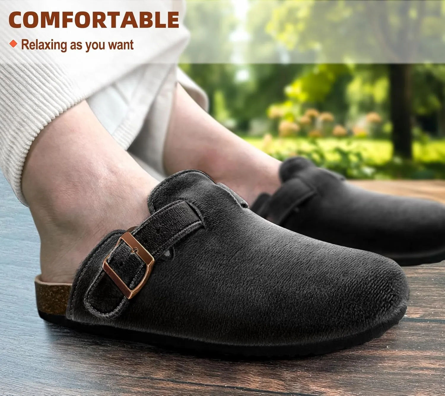 KEMISANT Men Clogs-Comfortable Suede Mules Slippers Sandals Nurse Potato Shoes Unisex-Cushioned Cork-Footbed