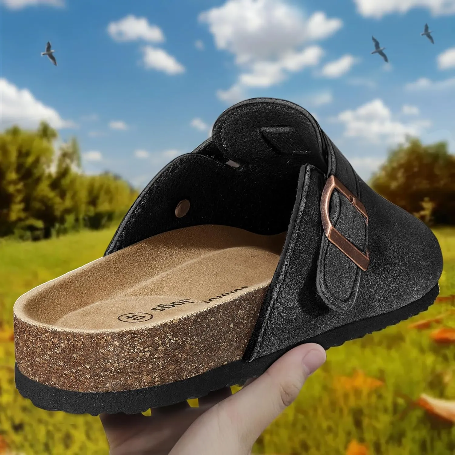 KEMISANT Men Clogs-Comfortable Suede Mules Slippers Sandals Nurse Potato Shoes Unisex-Cushioned Cork-Footbed