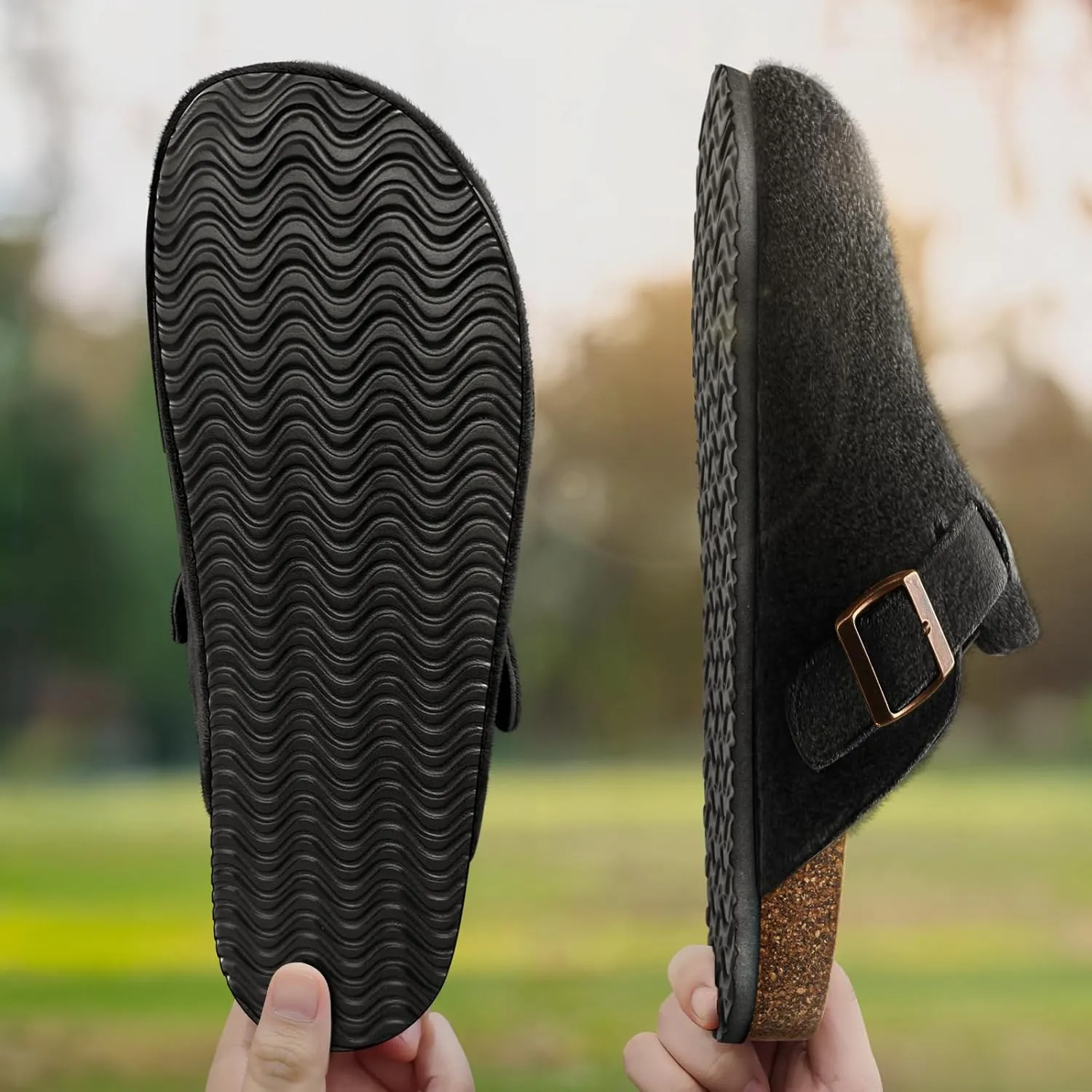 KEMISANT Men Clogs-Comfortable Suede Mules Slippers Sandals Nurse Potato Shoes Unisex-Cushioned Cork-Footbed