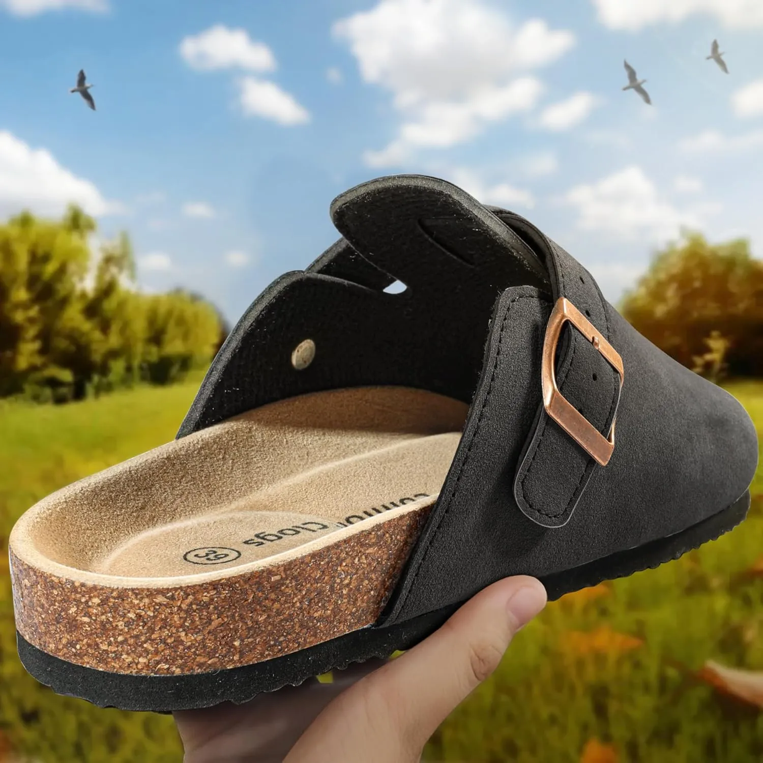 KEMISANT Men Clogs-Comfortable Suede Mules Slippers Sandals Nurse Potato Shoes Unisex-Cushioned Cork-Footbed