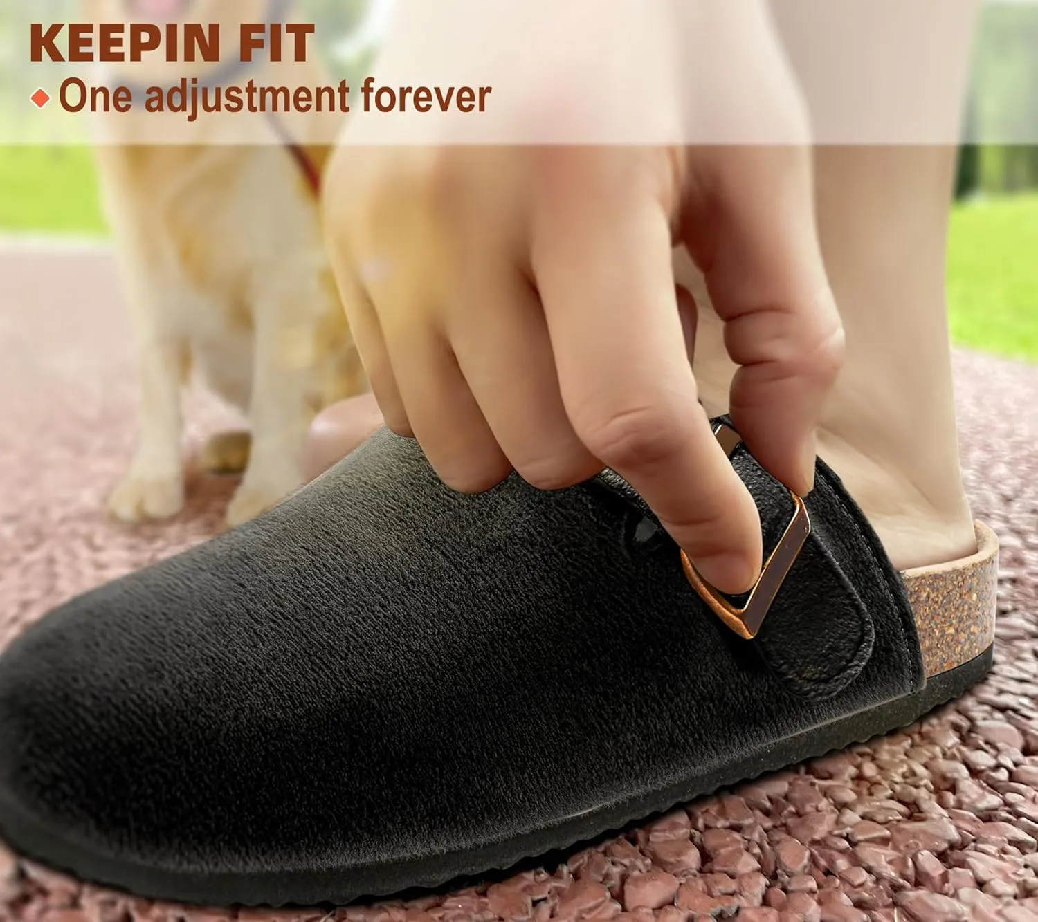 KEMISANT Men Clogs-Comfortable Suede Mules Slippers Sandals Nurse Potato Shoes Unisex-Cushioned Cork-Footbed