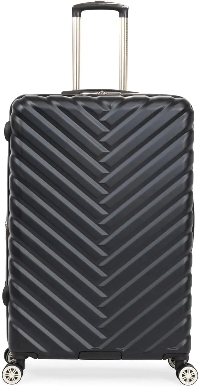 Kenneth Cole REACTION Madison Square Lightweight Hardside Chevron Expandable Spinner Luggage, Black, (28-Inch Checked)