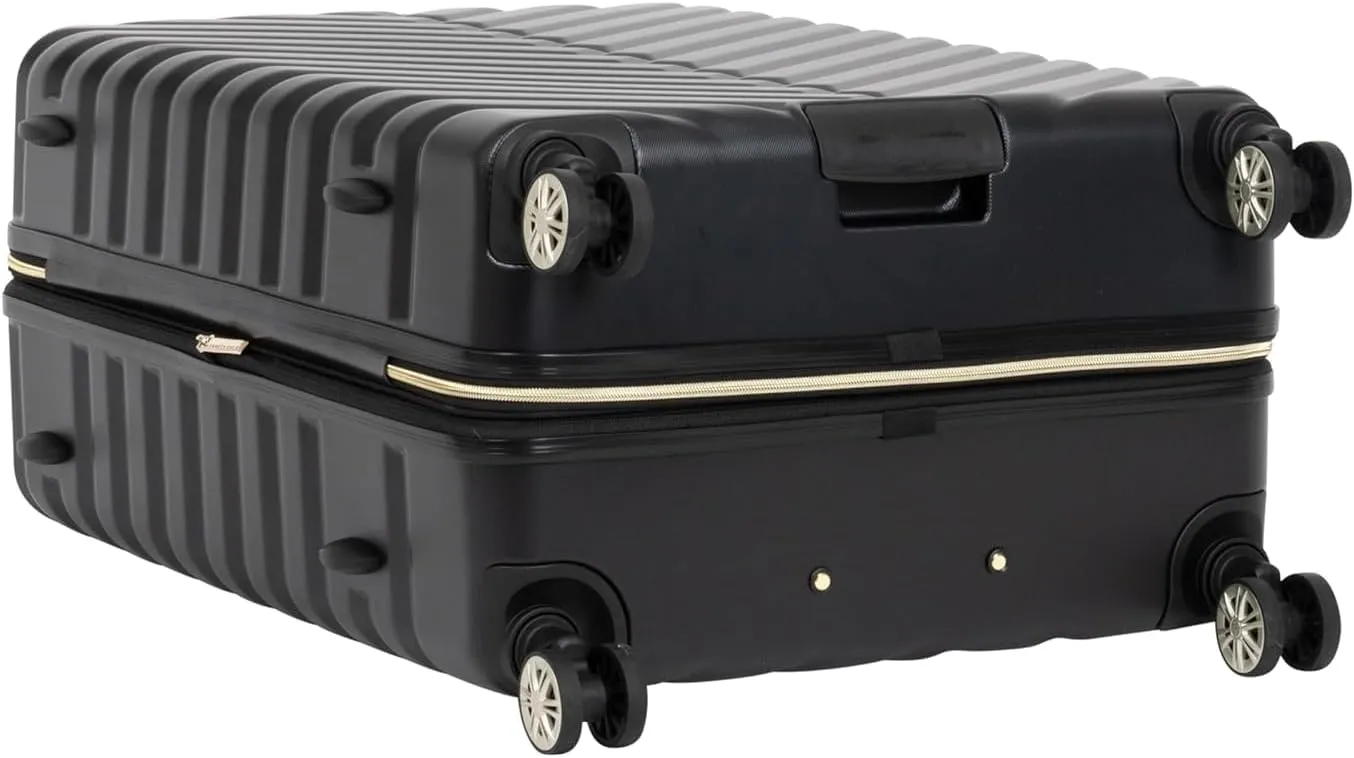 Kenneth Cole REACTION Madison Square Lightweight Hardside Chevron Expandable Spinner Luggage, Black, (28-Inch Checked)