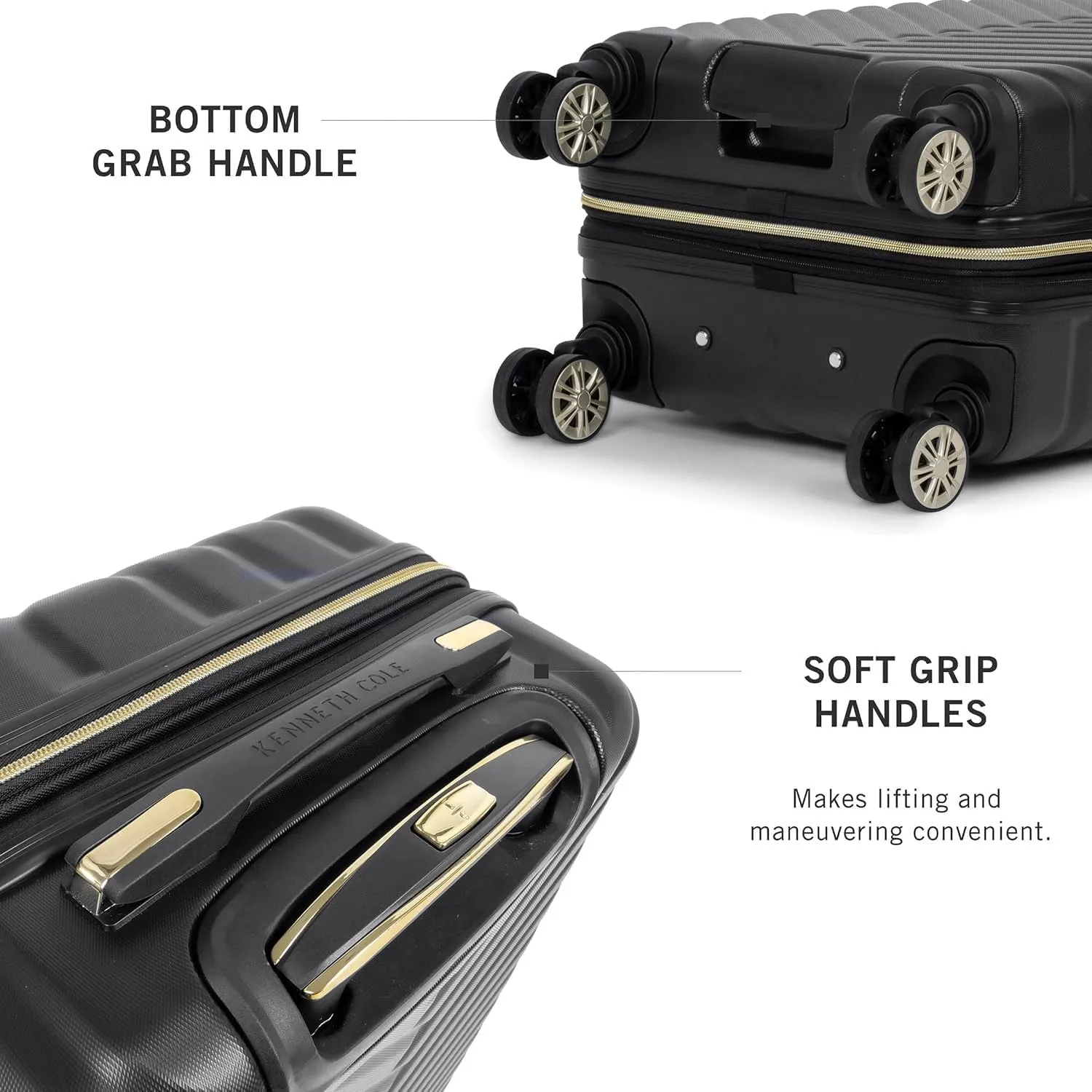 Kenneth Cole REACTION Madison Square Lightweight Hardside Chevron Expandable Spinner Luggage, Black, (28-Inch Checked)