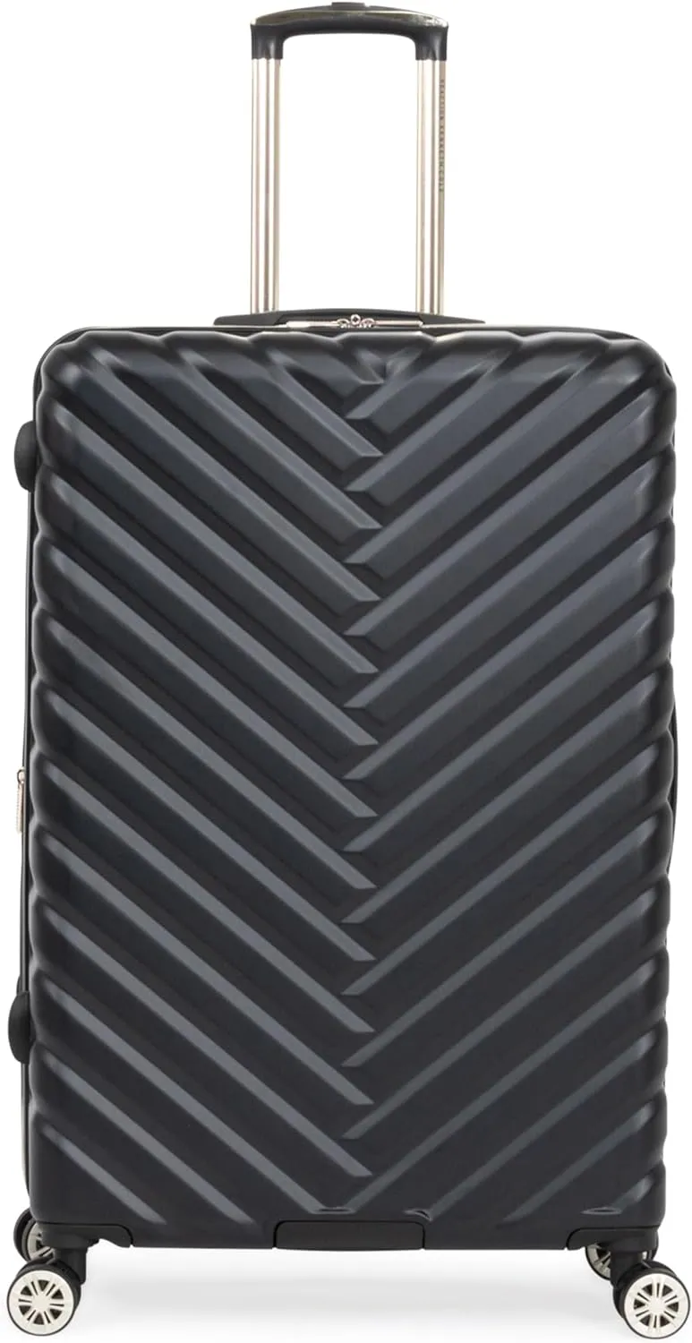 Kenneth Cole REACTION Madison Square Lightweight Hardside Chevron Expandable Spinner Luggage, Black, (28-Inch Checked)