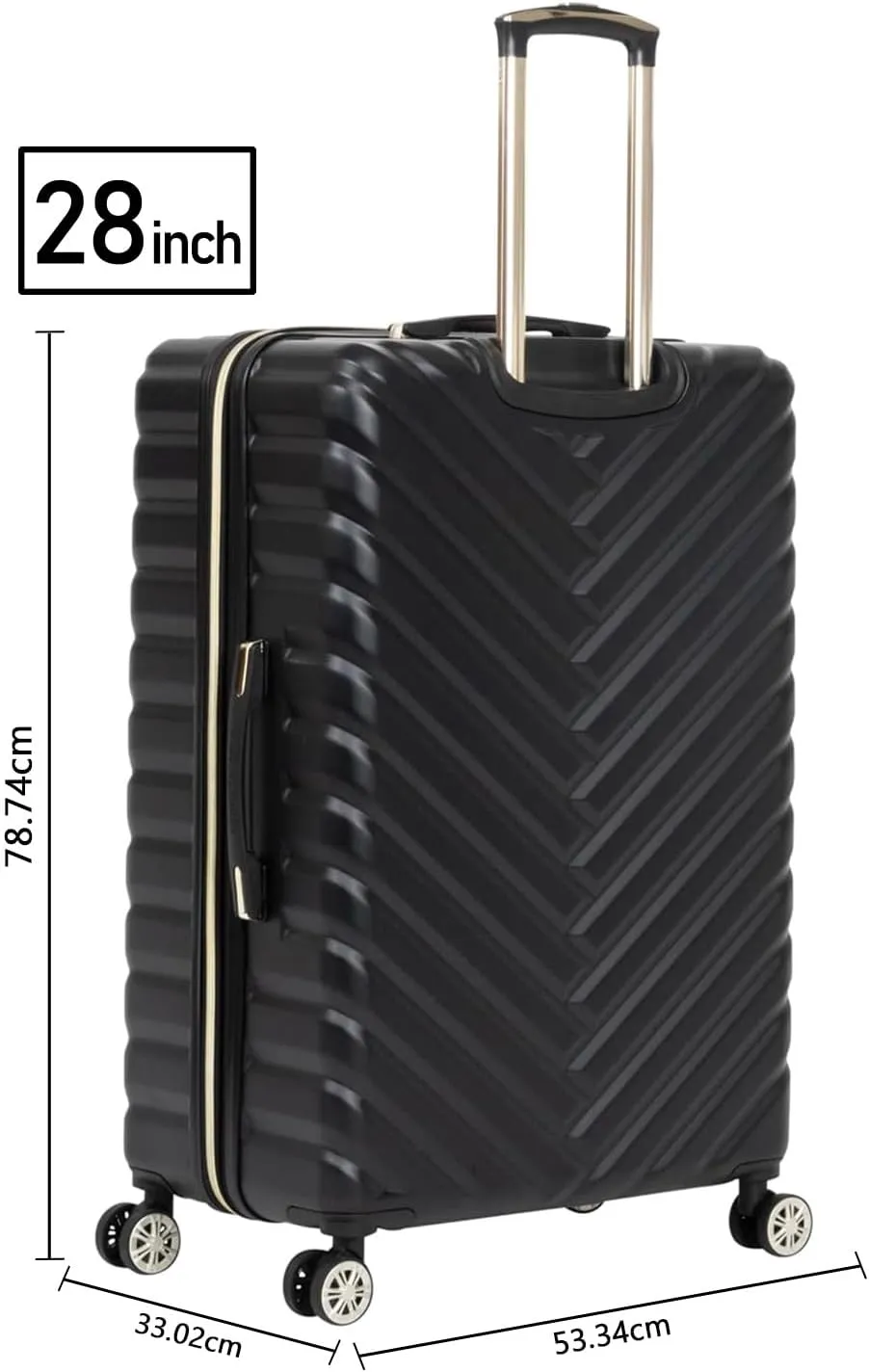Kenneth Cole REACTION Madison Square Lightweight Hardside Chevron Expandable Spinner Luggage, Black, (28-Inch Checked)