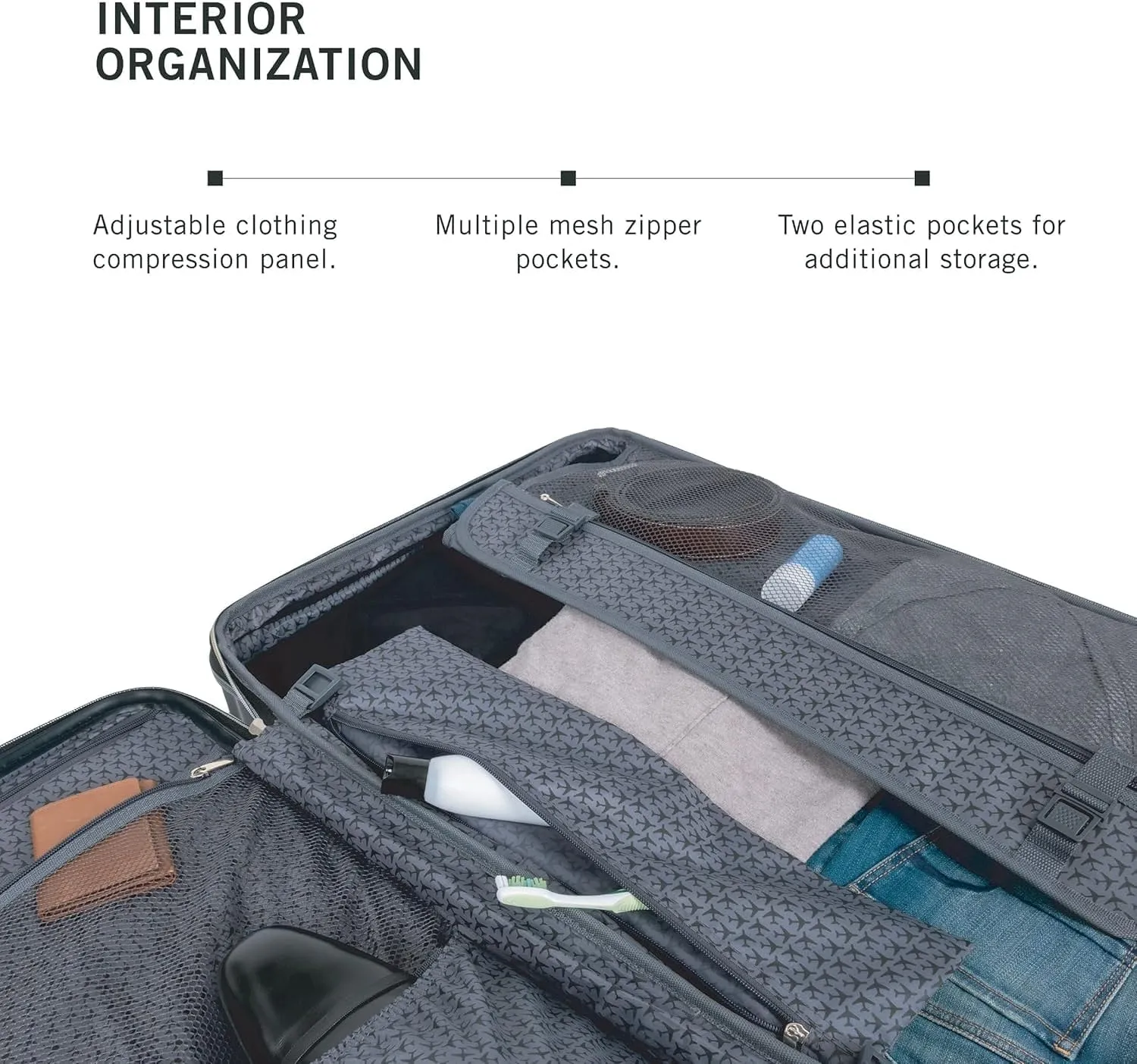 Kenneth Cole REACTION Madison Square Lightweight Hardside Chevron Expandable Spinner Luggage, Black, (28-Inch Checked)