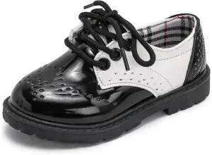 Kids Oxford Shoes Girl’s Boy’s Cute Dress Shoes Lace-Up School Uniform Loafer Flats Shoes