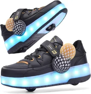Kids Roller Skate Shoes - Rechargeable Wheels, Fashion Color, Shiny, Birthday for Boys and Girls