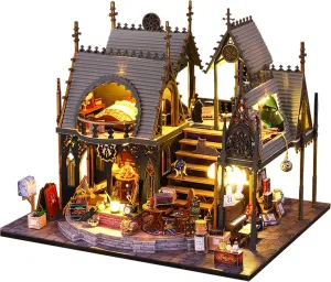 Kisoy Dollhouse Miniature Kit, DIY Wooden Mini House Building Kits, 1:36 Scale Miniature Dollhouse Furniture and Accessories for Teens & Adults (Luna Magic House)