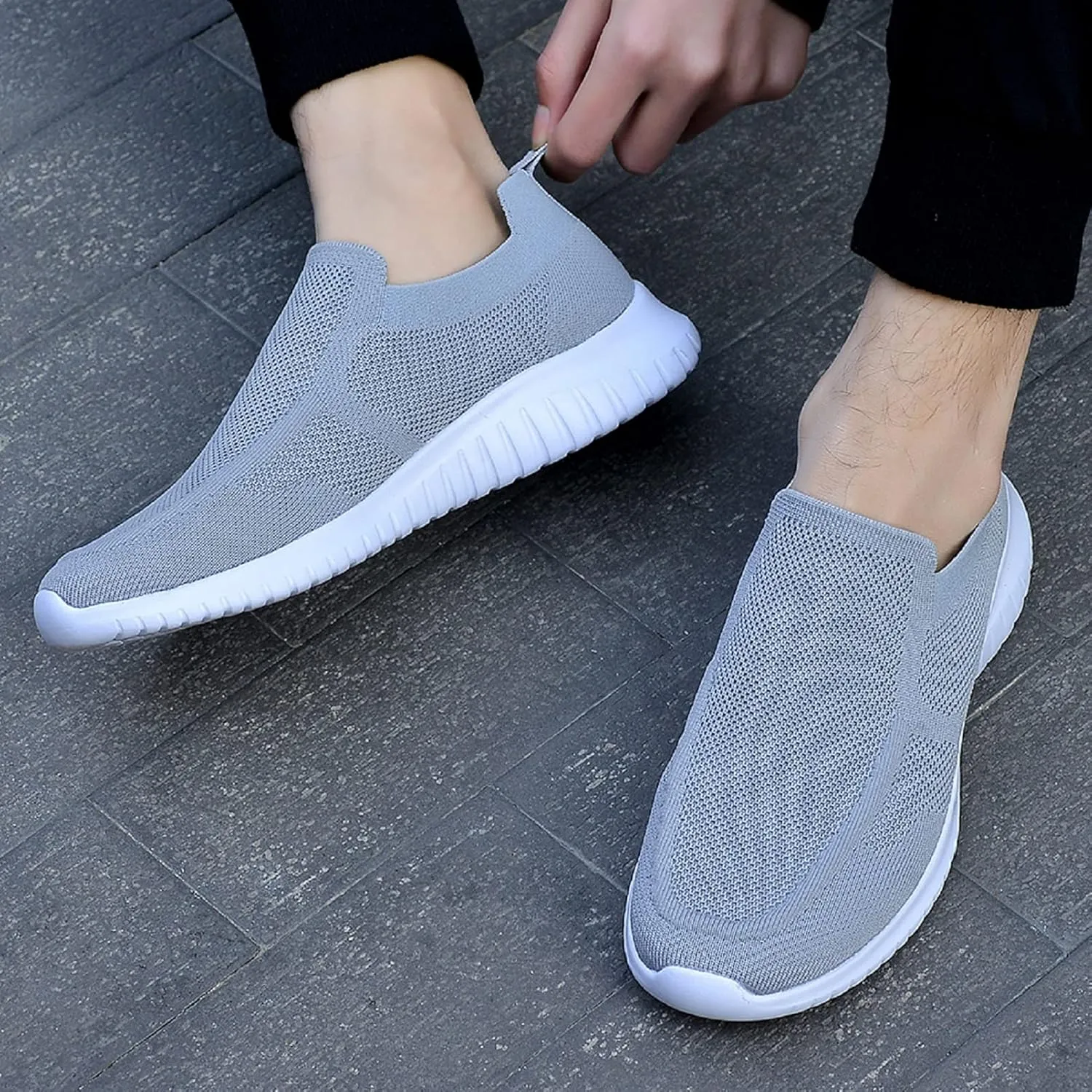 konhill Men's Breathable Tennis Shoes - Slip on Walking Casual Athletic Sneakers Shoes