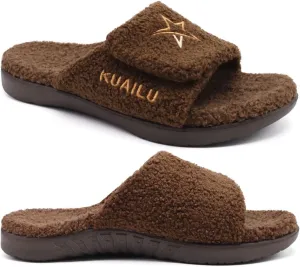 KuaiLu Mens Slides Soft Cushion Sport Sandals with Plantar Fasciitis Arch Support Adjustable Open Toe Summer Slippers Slip on Indoor Outdoor Size 7-15
