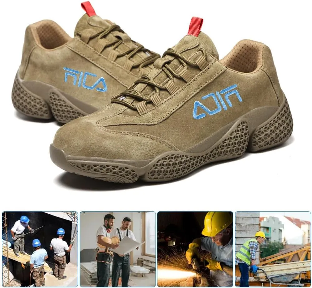 KUNWFNIX Steel Toe Sneakers for Men Women Lightweight Safety Shoes Comfortable Puncture Proof Slip On Composite Toe Work Shoes