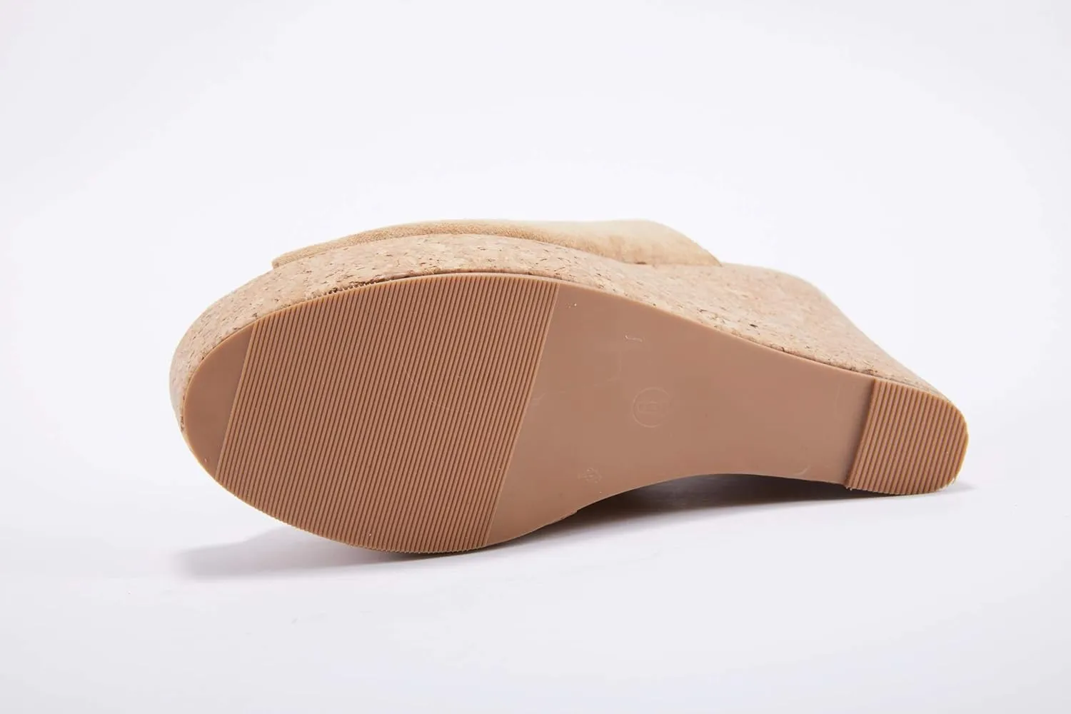 LAICIGO Womens Wedge Platform Slide on Sandals Open Toe Cork Faux Suede Dress Summer Slippers Shoes
