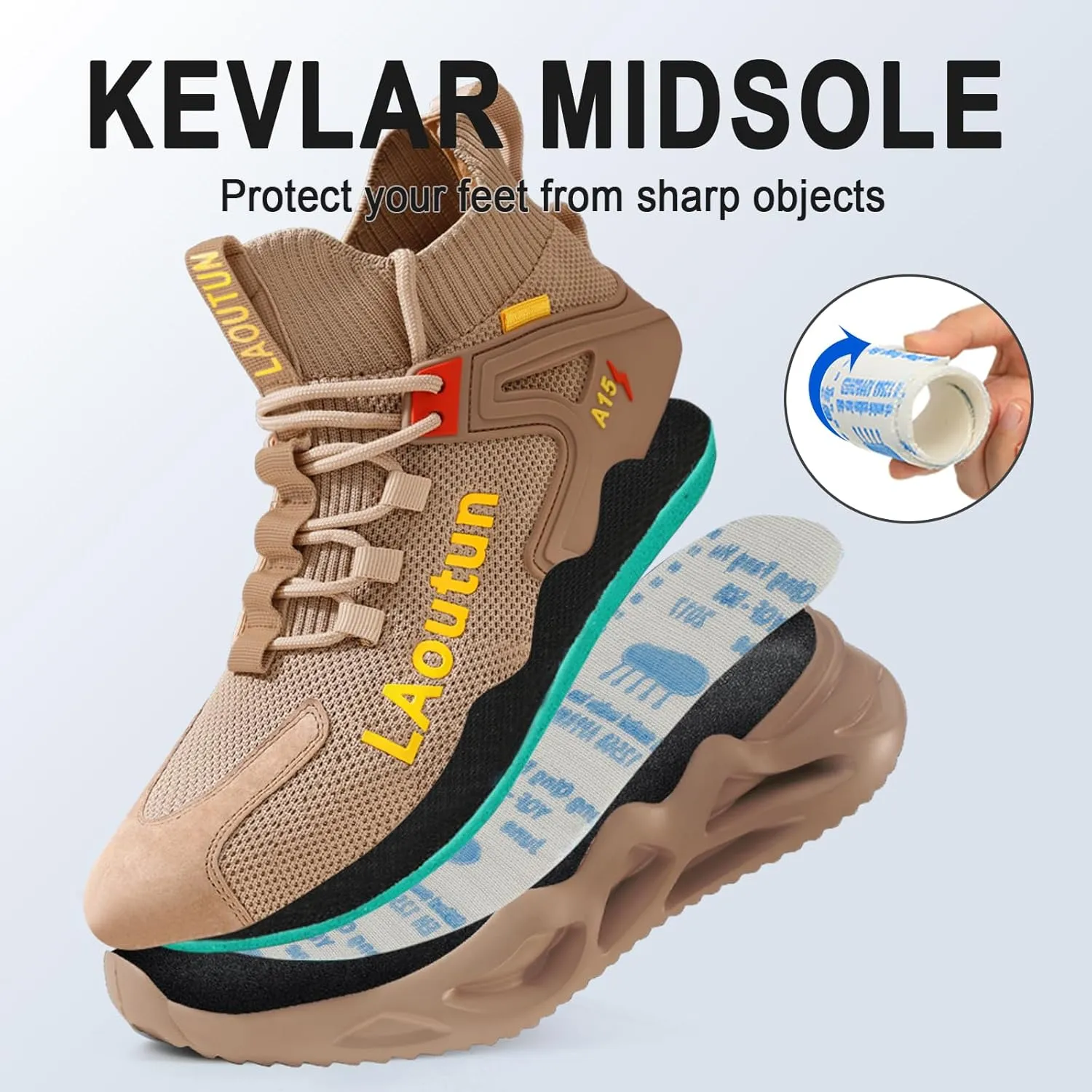 LAoutun Steel Toe Shoes for Men and Women Comfortable Lightweight Work Safety Shoes Puncture Proof Slip Resistant Indestructible Sneakers Construction Work Utility Sneakers