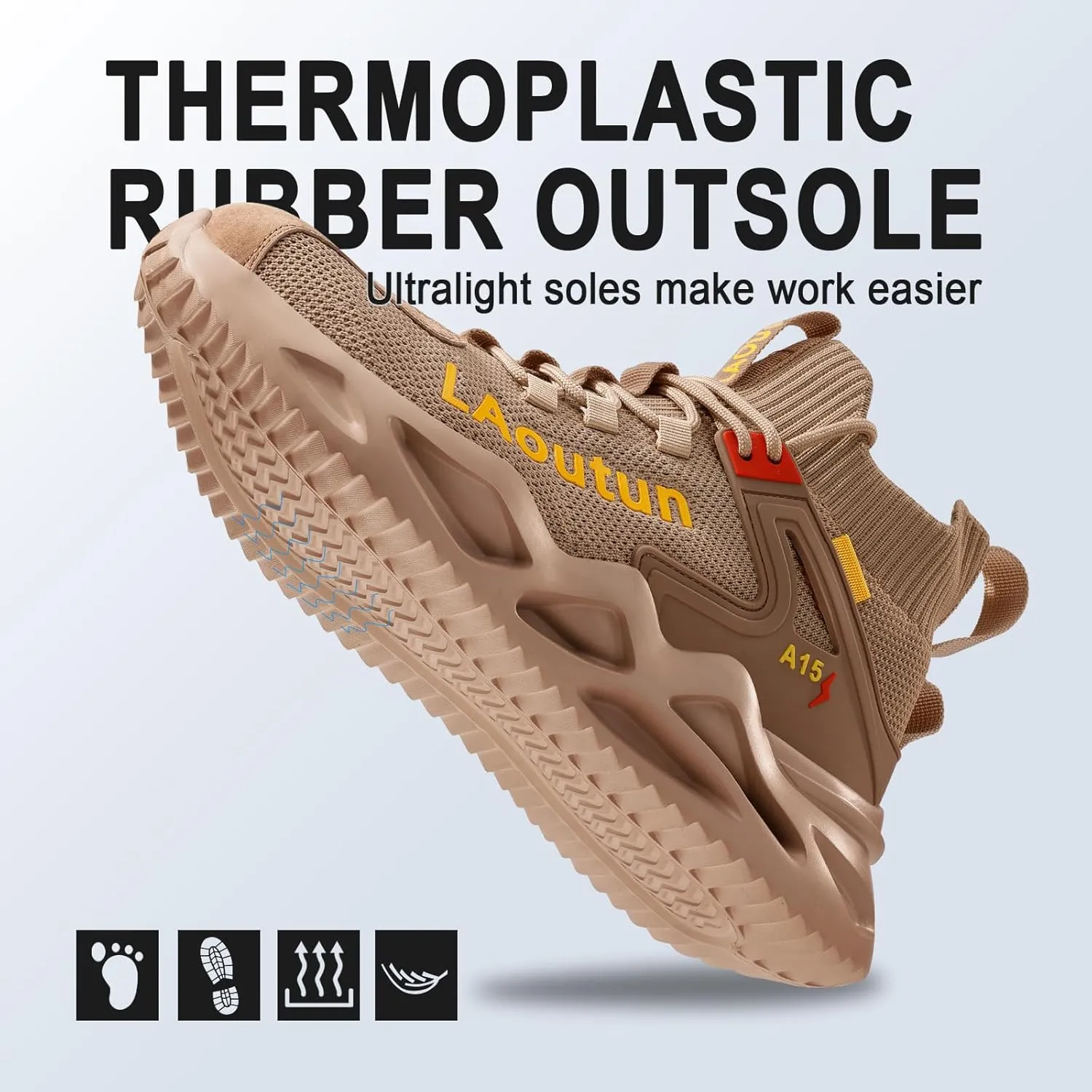 LAoutun Steel Toe Shoes for Men and Women Comfortable Lightweight Work Safety Shoes Puncture Proof Slip Resistant Indestructible Sneakers Construction Work Utility Sneakers