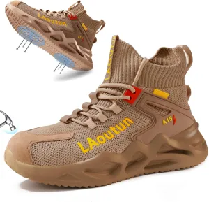 LAoutun Steel Toe Shoes for Men and Women Comfortable Lightweight Work Safety Shoes Puncture Proof Slip Resistant Indestructible Sneakers Construction Work Utility Sneakers
