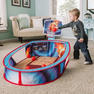 Large Basketball Sport Pop Up Ball Tent with Basketball Hoop and 20 Soft Balls for Toddler Kids, Folds for Easy Storage