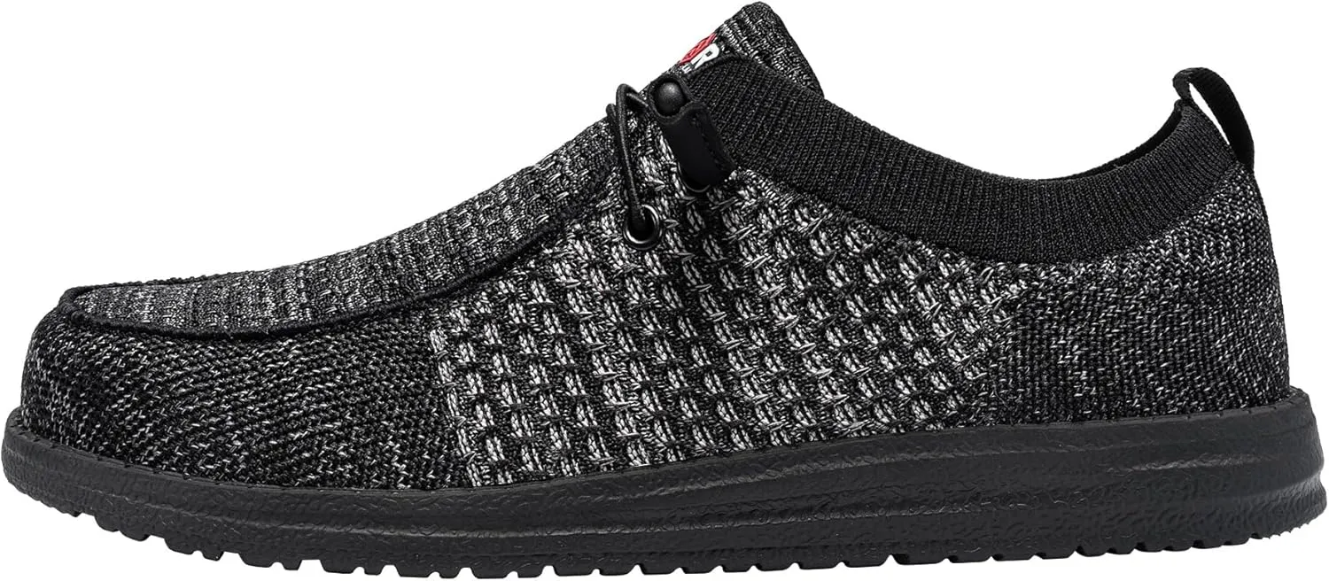 LARNMERN Slip On Steel Toe Shoes Men Lightweight Comfortable Lounging Walking Sneakers Steel Toe Loafers