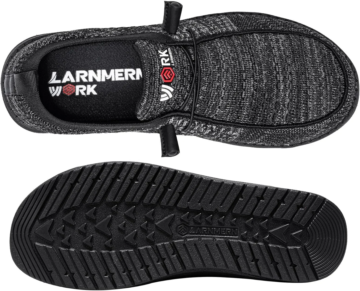 LARNMERN Slip On Steel Toe Shoes Men Lightweight Comfortable Lounging Walking Sneakers Steel Toe Loafers
