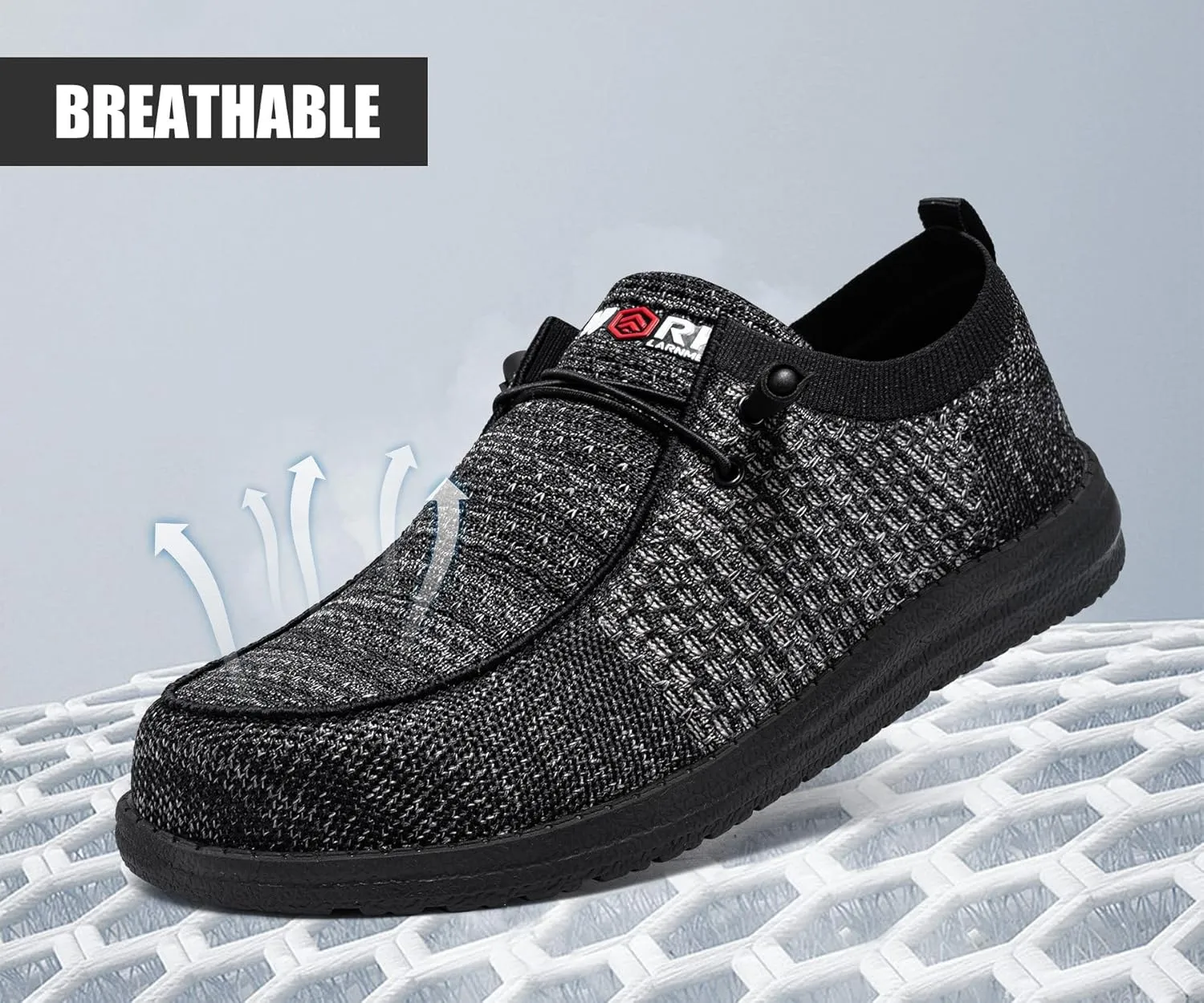 LARNMERN Slip On Steel Toe Shoes Men Lightweight Comfortable Lounging Walking Sneakers Steel Toe Loafers